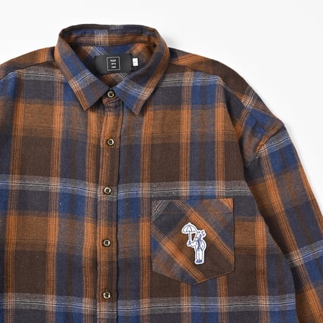 Embroidered check shirts　[BROWN]　HEV-25022