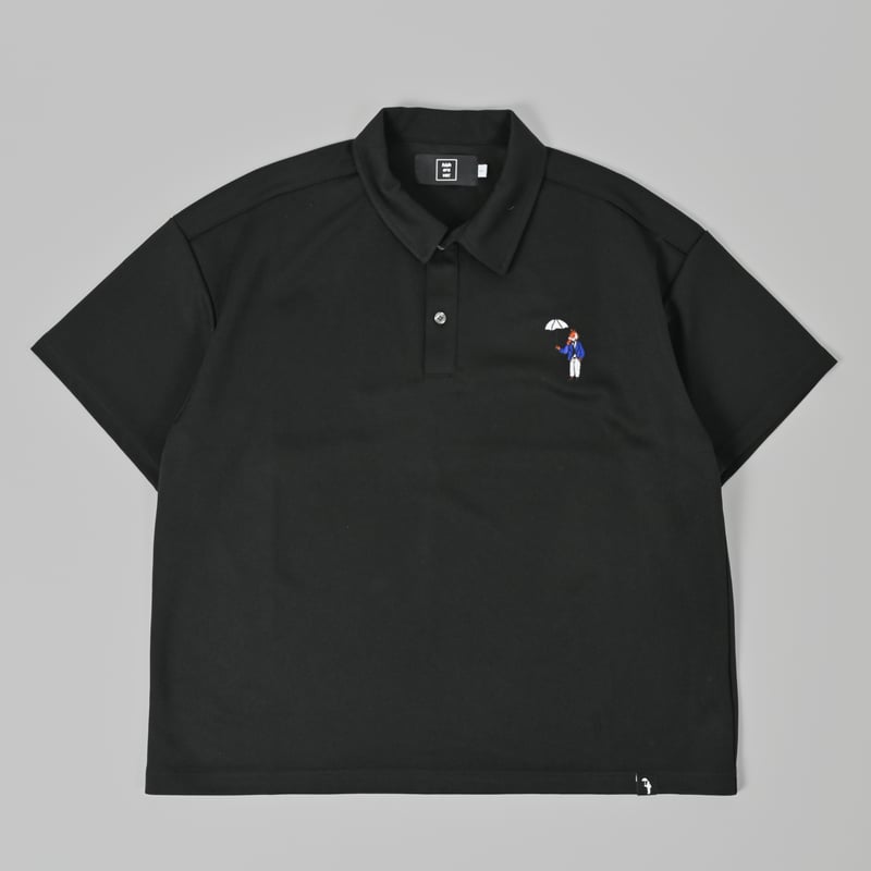 hish era vec ボーダーニットポロ Over size Short sleeve Polo shirt [black] HEV