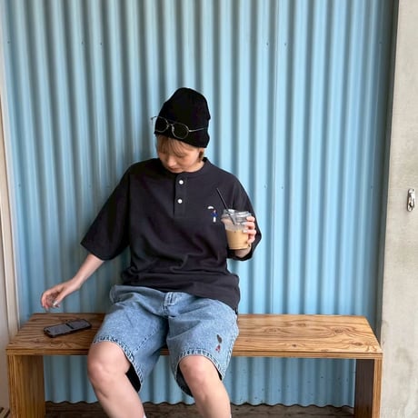 Henley Neck Tee 　[CHARCOAL BLACK]　HEV-26008
