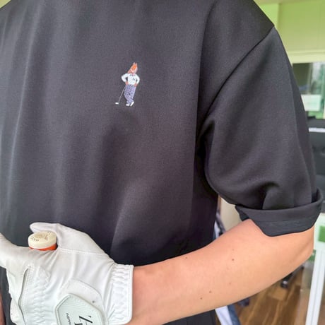 GOLF Embroidery mockeck jersey Tee 　[BLACK]　HEV-26007