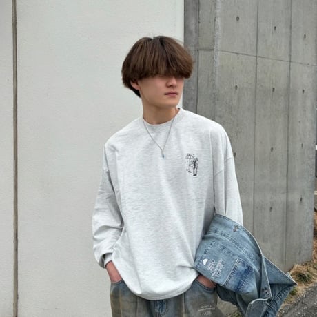 mini pile embroidery L/S Tee 　[OAT MEAL]　HEV-26004