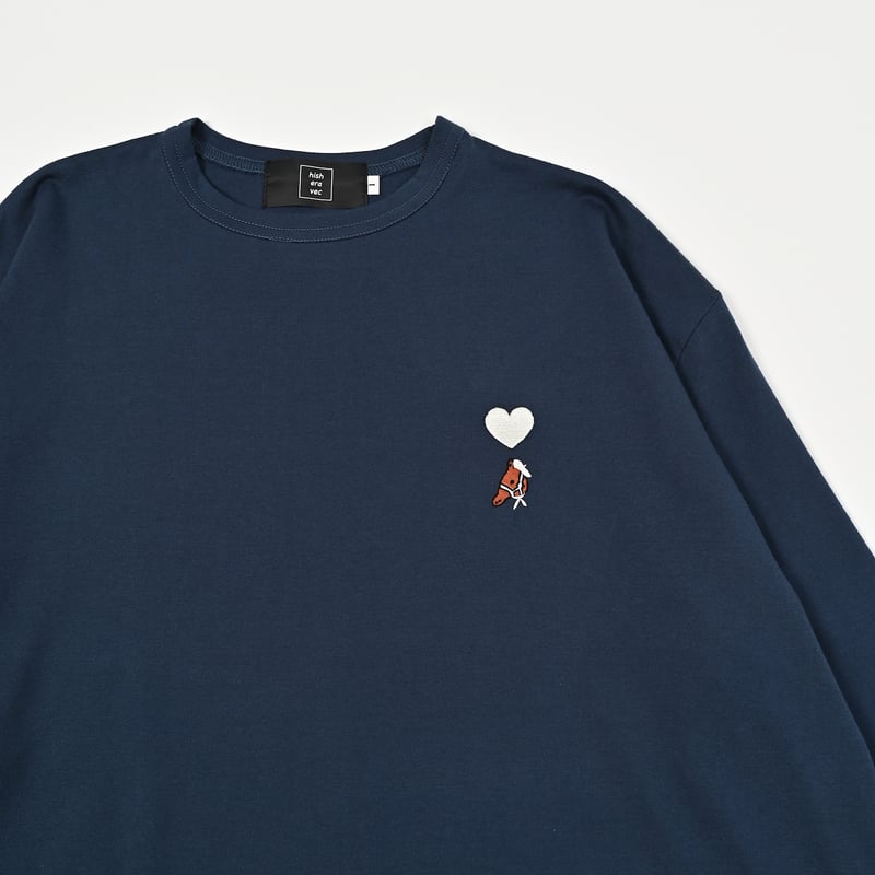Embroidery curve silhouette L/S Tee [NAVY] HEV-