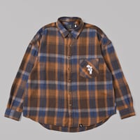 Embroidered check shirts　[BROWN]　HEV-25022