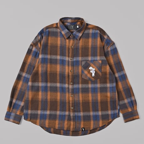 Embroidered check shirts　[BROWN]　HEV-25022