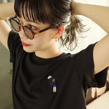 organic cotton Embroidery S/S Tee 　[black]　HEV-23017