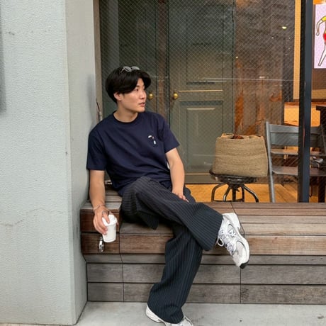 organic cotton Embroidery S/S Tee 　[navy]　HEV-23017
