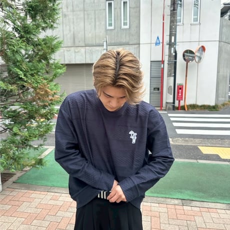 jacquard crew sweat 　[NAVY]　HEV-25019