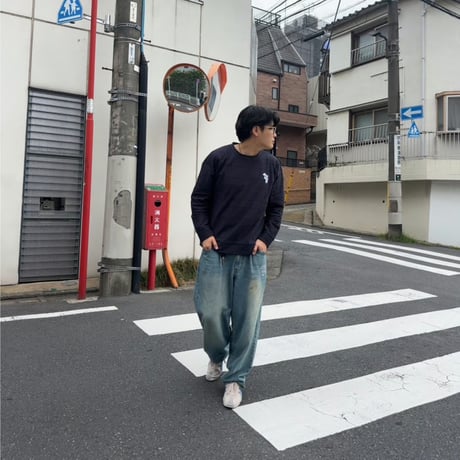 jacquard crew sweat 　[NAVY]　HEV-25019