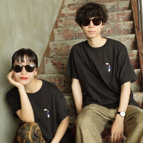 organic cotton Embroidery S/S Tee 　[black]　HEV-23017