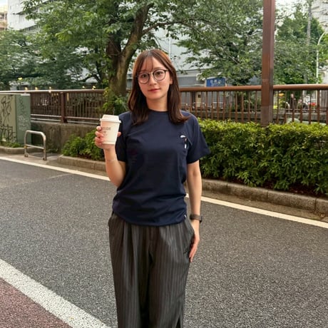 organic cotton Embroidery S/S Tee 　[navy]　HEV-23017