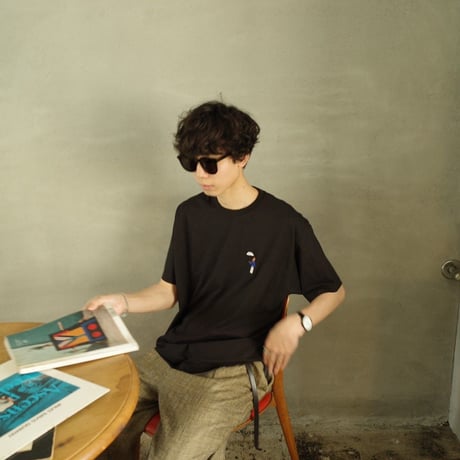 organic cotton Embroidery S/S Tee 　[black]　HEV-23017
