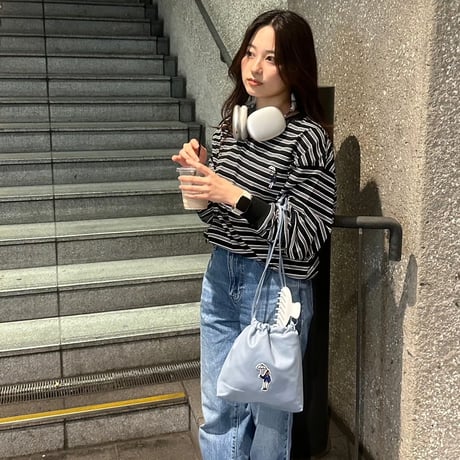 Embroidery L/S border BIG Tee　[black]　HEV-24030