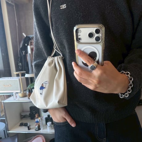 Eco leather Pouch　[OFF BEIGE]　HEV-25029