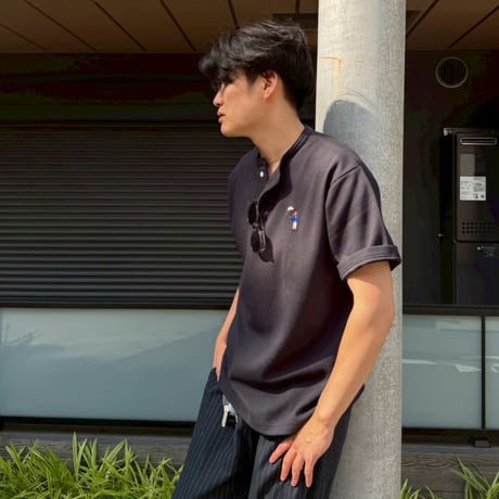 Henley Neck Tee 　[CHARCOAL BLACK]　HEV-26008