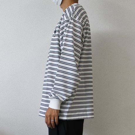 Embroidery L/S border BIG Tee　[white]　HEV-24030