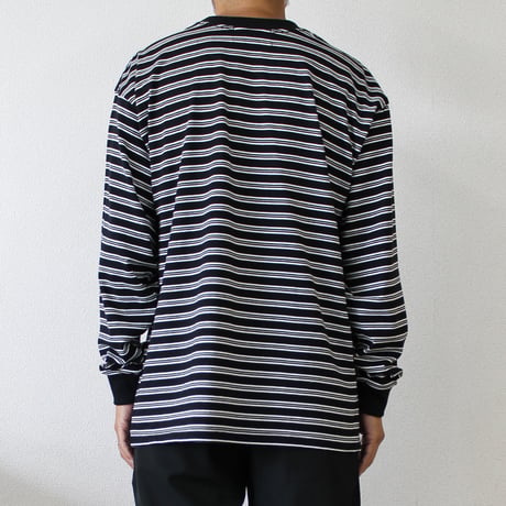 Embroidery L/S border BIG Tee　[black]　HEV-24030