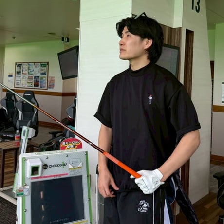 GOLF Embroidery mockeck jersey Tee 　[BLACK]　HEV-26007