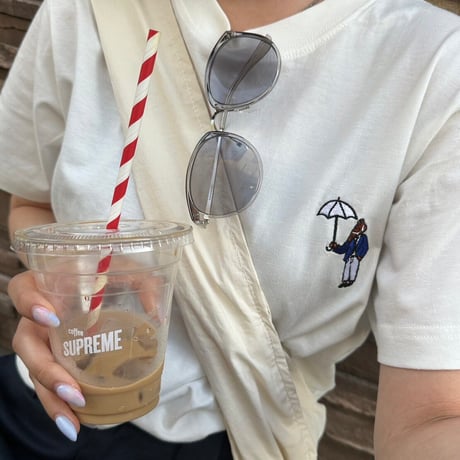 organic cotton Embroidery S/S Tee 　[white]　HEV-23017