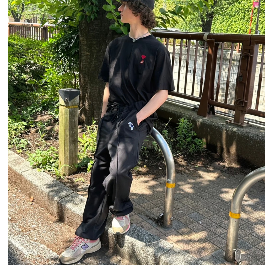 hem cord sweat pants [black] HEV-24016 | hish e