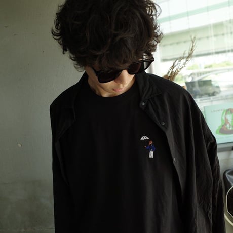 organic cotton Embroidery S/S Tee 　[black]　HEV-23017