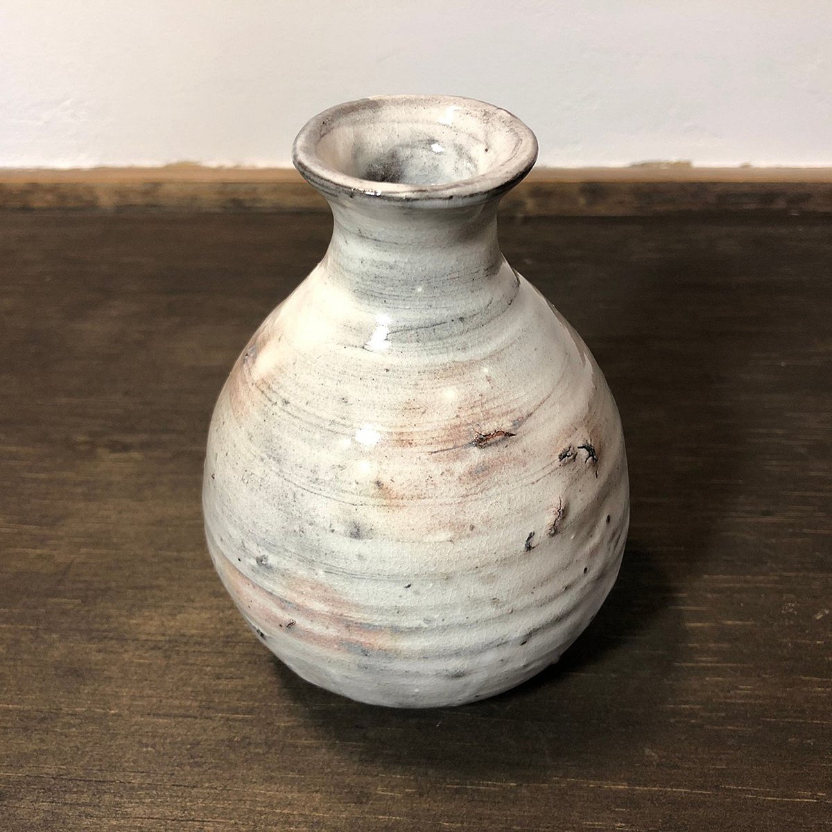 金重素山作粉引徳利共箱酒器