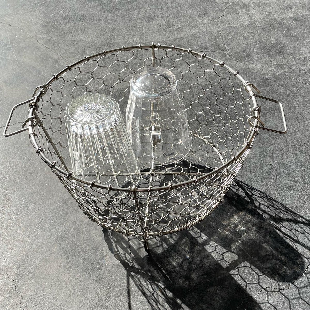 鳥井金網工芸 ステンレス製水切りかご, 直径25cm, しょぼ 手編み 鳥井金網工芸 ステンレス製水切りかご, 直径25cm, しょぼ 手編み