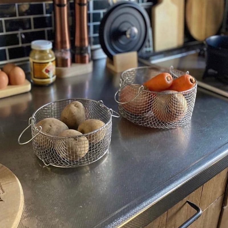 ポチ様　オーダーカゴ完成品 手づくり 丸かご 18cm | 鳥井金網工芸