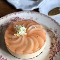 桃のコンポートとミルクティレアチーズケーキ(動画＆PDF）レシピ