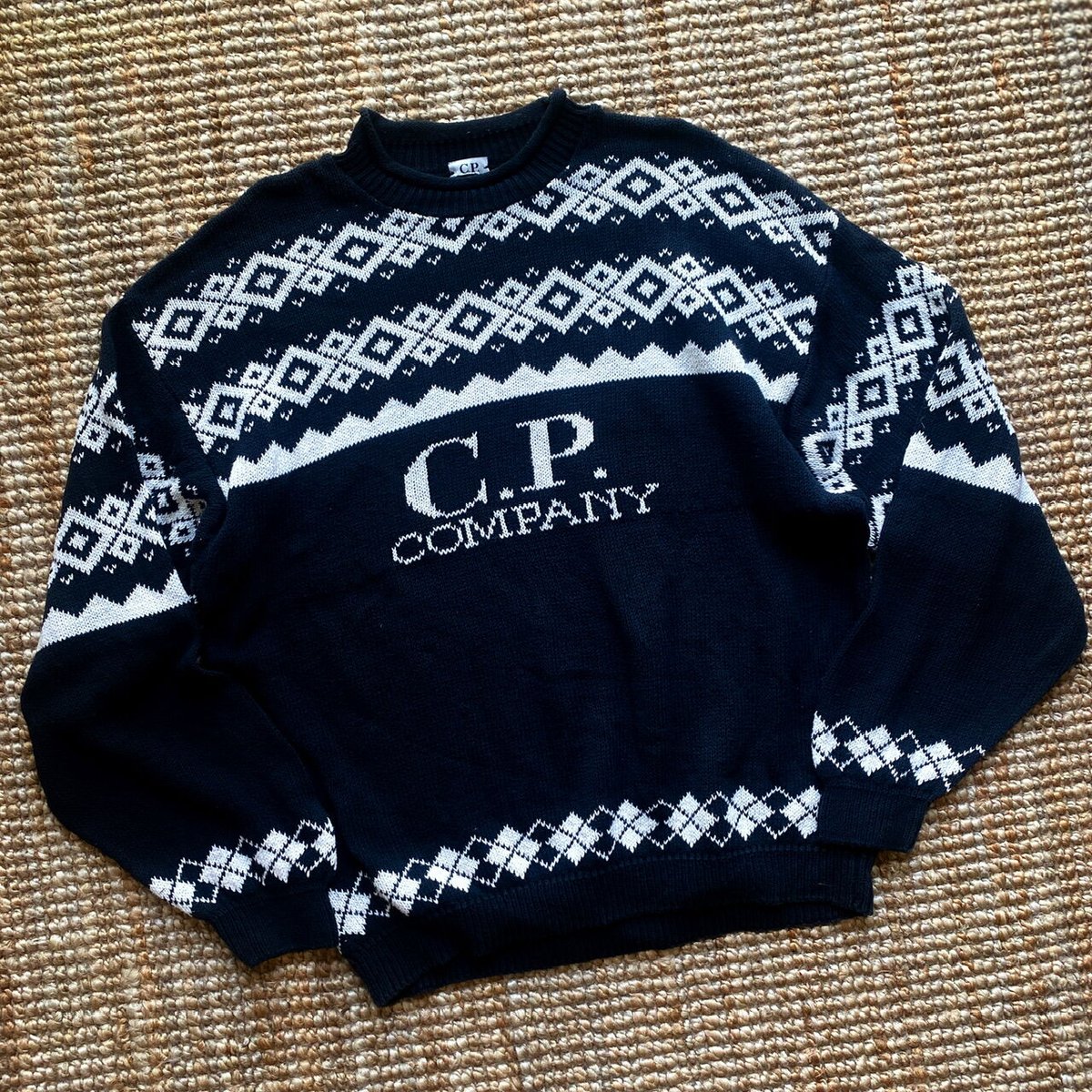 1988AW C.P.COMPANY Spell-Out Cotton Knit Jumper