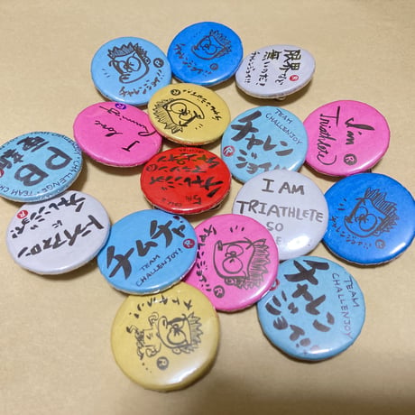 チャレンジョイマーブルバッチ　ひょっとこランチョ水色