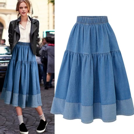 デニムロングスカート ライトブルー