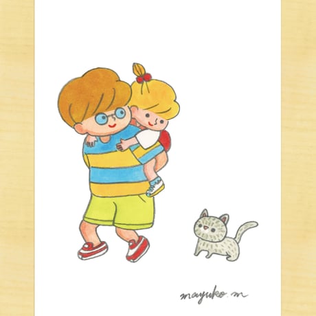 原画「おんぶ」(額マット付き)