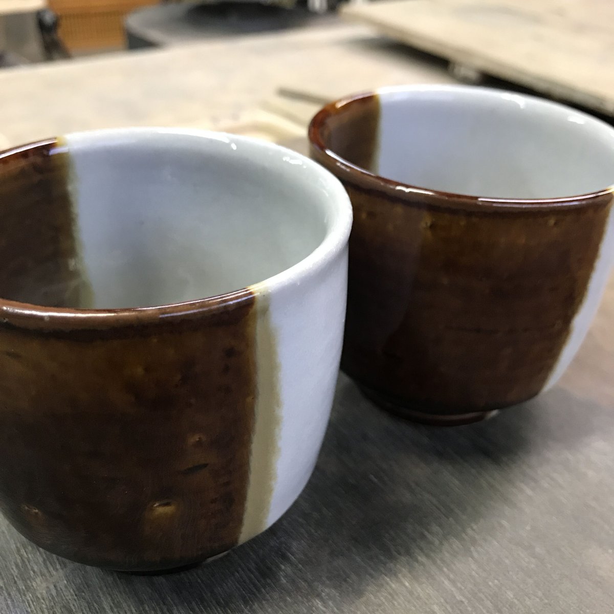湯呑み(飴釉×藁白釉) | 鳥取因幡焼