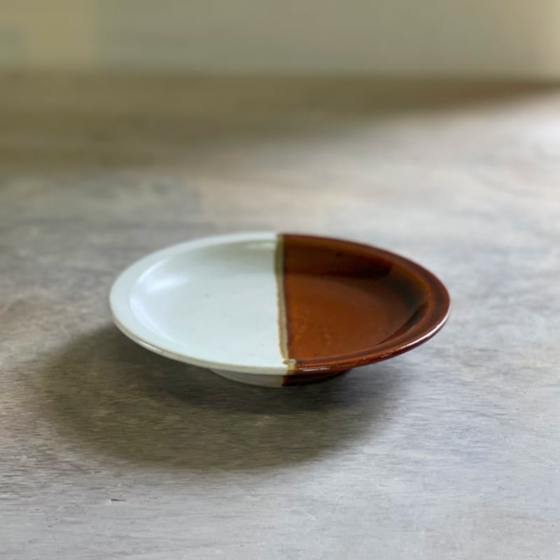 5寸皿 掛け分け Red amber × Ash white | 鳥取因幡焼