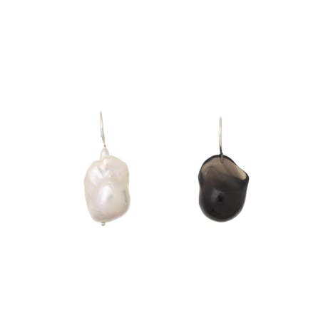 Small Stone & Baroque Pearl Hooks P-36-S-BLACK
