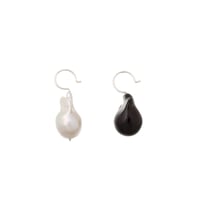 Small Stone & Baroque Pearl Hooks P-36-S-BLACK