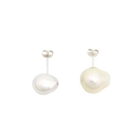 Medium Silver Pearl Studs P-31-S