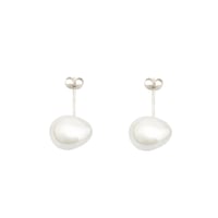 Medium Silver Pearl Studs P-29-S