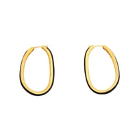 Enamel Wave Earrings P-13-C-YG-Black