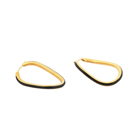 Enamel Wave Earrings P-13-C-YG-Black
