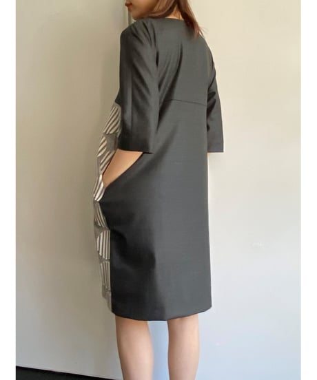 pinopina　ALTA MODA 　コクーンワンピース・「NUNO」striped rounds