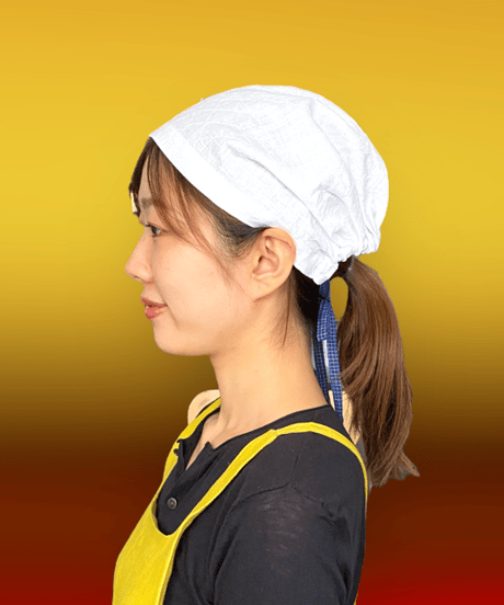 amish bonnet  白 麻に白刺繍