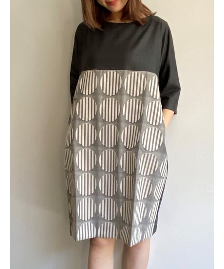 pinopina　ALTA MODA 　コクーンワンピース・「NUNO」striped rounds
