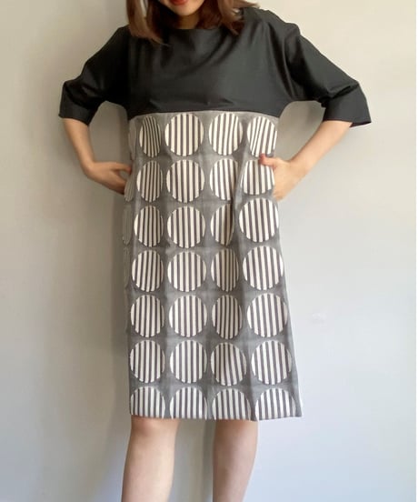 pinopina　ALTA MODA 　コクーンワンピース・「NUNO」striped rounds