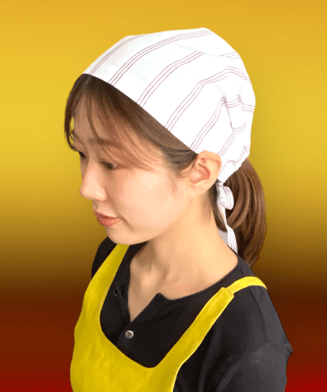 amish bonnet    リネン　ブラウンストライプ
