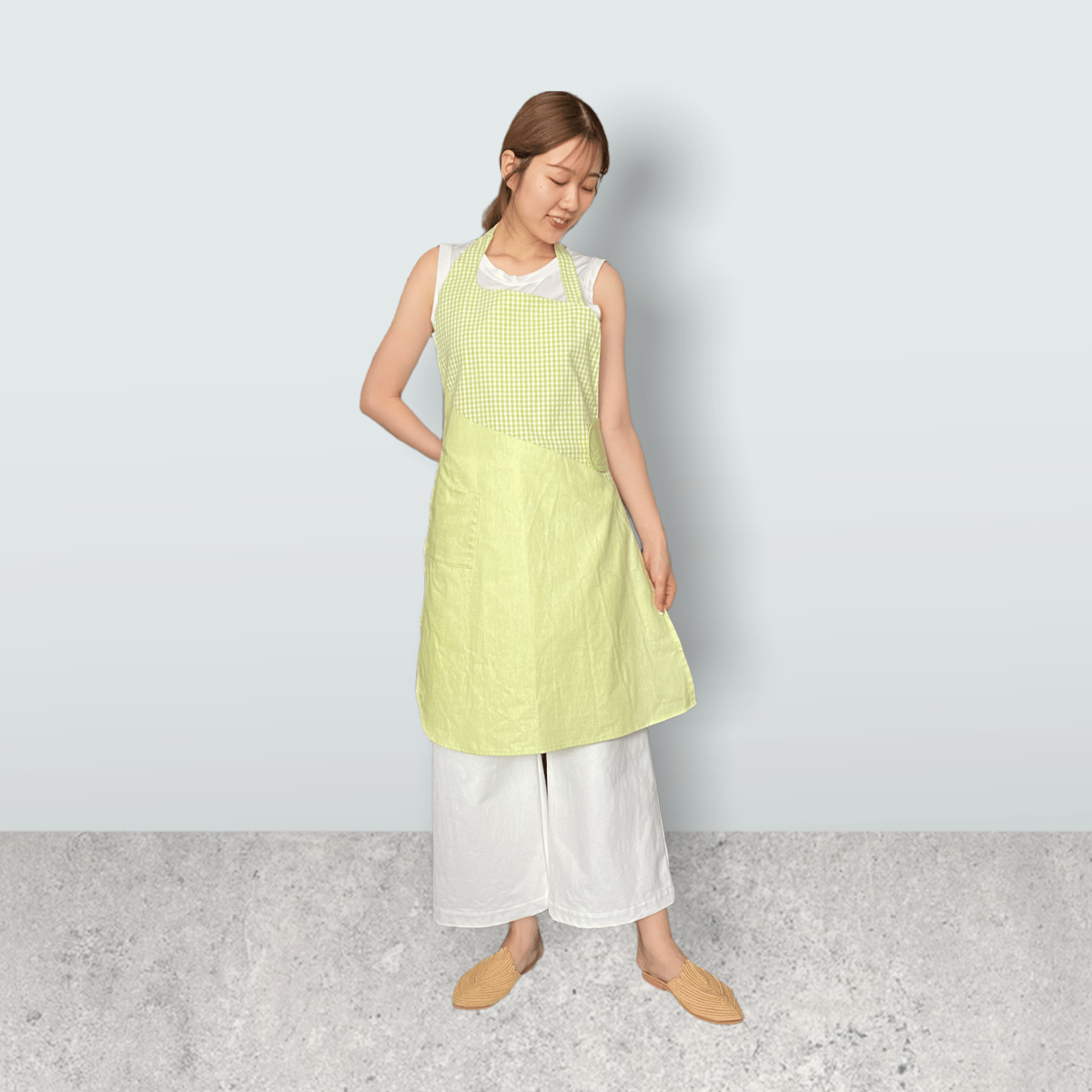 フルエプロン/annabelle ライムグリーン・ギンガムチェック