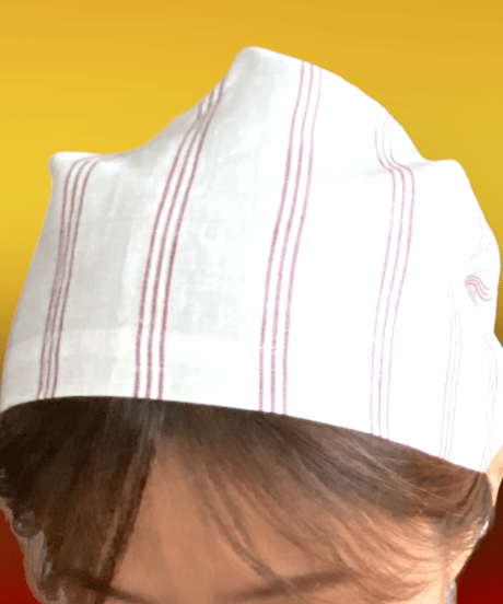 amish bonnet    リネン　ブラウンストライプ