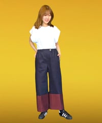 ボトムス/デニムバイカラー Olga  ネイビー・レッド