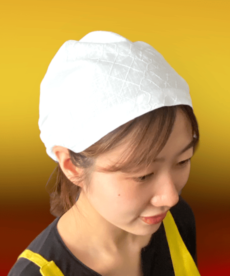 amish bonnet  白 麻に白刺繍