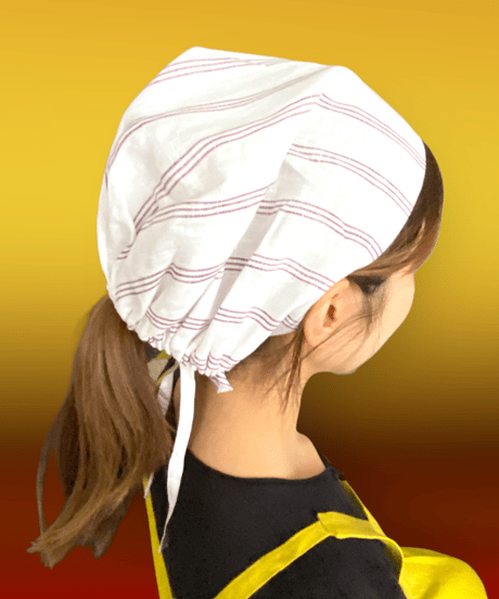 amish bonnet    リネン　ブラウンストライプ